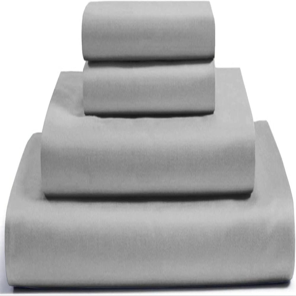 500 Thread Count 100% Combed Pure Cotton Best Sheets For Bed. California King Size Secure-Fit Deep Pocket Sheet Set with Elastic, Hotel Sheets 6-10" Inches Deep Pocket ( Solid, Silver Grey )