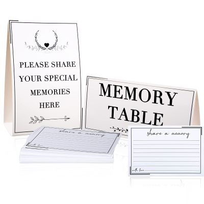 Outus 52 Pack Share a Memory Cards with 2 Table Sign Cards, 6x4 Inch Celebration of Life Funeral Decorations for Memorial Service Wedding Birthday Graduation Retirement Party (White)
