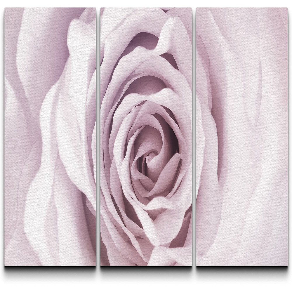 SIGNLEADER Canvas Print Wall Art Set Soft Purple Interior of Rose Botanical Flower Photography Realism Contemporary Closeup Edgy Multicolor Pastel for Living Room, Bedroom, Office - 24"x36" x 3