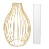 Plant Terrarium with Metal Stand Glass Tube Vase with Metal Wire Stand Hydroponic Container Glass Plant Tube with Golden Iron Art Bracket for Centerpiece Wedding view 1