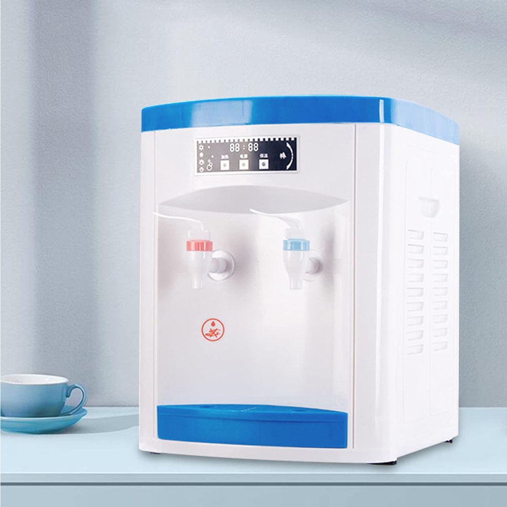 Cold/Hot Top Loading Countertop Water Cooler Dispenser, Electric Stand-Alone Top-Mounted Water Dispenser, 110V, White and Blue