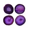 4pcs Agate Coaster for Drinks Purple Irregular Crystal Coasters Dyed with Rubber Bumpers for Coffee Wine or Bar Glasses 4-5" view 1