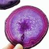 4pcs Agate Coaster for Drinks Purple Irregular Crystal Coasters Dyed with Rubber Bumpers for Coffee Wine or Bar Glasses 4-5" view 4