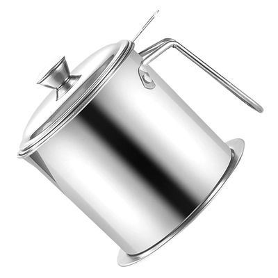 Cabilock 1pc Stainless Steel Oil Strainer Pot Grease Can Filter Net and Base for Kitchen Use Oil Storage Container for Cooking and Food Preparation