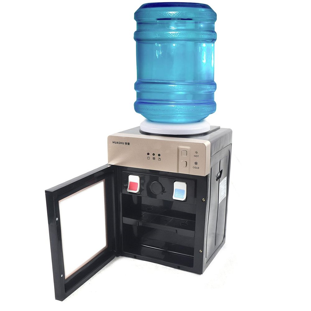 Electric Water Cooler Dispenser, 110V Countertop Hot and Cold Water Cooler Dispenser 14.2''x9.45''x10.7'' Top Loading Automatic Drinking Machine for 4.5L 5L 10L 18.9L Bottle Water