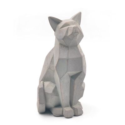 Abstract Resin Cat Sculpture Imitation Cement Elephant Statue Geometric Animal Modern Figurines for Home Office Desk Decoration Gifts (Size : Cat)