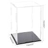 FINGERINSPIRE Acrylic Box with Black Stand and Rubber Band, 4x4x6 inch Cube Clear Acrylic Display Cases for Collectibles, Self-Assembly Dustproof Countertop Box for Toys and Collections view 2