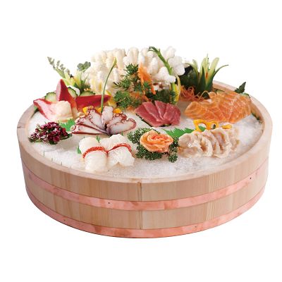 AIZYR Japanese Wooden Sushi Hangiri Rice Mixing Bowl, Sushi Oke Rice Mixing Tub Sushi Accessory for Restaurant Home Kitchen,66 * 16cm