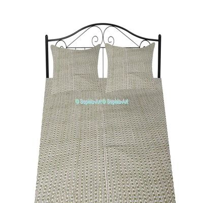 Sophia-Art Indian King/Twin Handmade Bohemian Hand Block Print Pure Cotton Bedspread Kantha Stitch Hippie Kantha Bed Spread Reversible Bedcover Throw Quilt (Green Diamond, 60 * 90" with sham Cover)