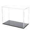 FINGERINSPIRE Acrylic Box with Black Stand and Rubber Band 7.8x4x5.9inch Cube Clear Acrylic Display Cases for Collectibles, Self-Assembly Dustproof Countertop Box for Toys and Collections view 1