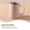 21oz Milk Frothing Pitcher, Stainless Steel Pink Milk Steaming Pitcher Latte Art Creamer Cup for Barista Coffee Bar view 3