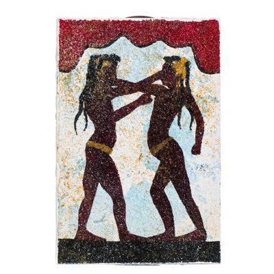 Ancient Greek Minoan Wall Painting Boxers Small Handmade Decoration Gift 6 Inches