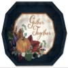 Beistle Fall Thanksgiving Dessert Plates 16 Pack Navy Border Plates with Gold Foil Gather Together Design, Pumpkin and Foliage Print for Autumn Gatherings and Holiday Table Settings, 6" x 7" view 2