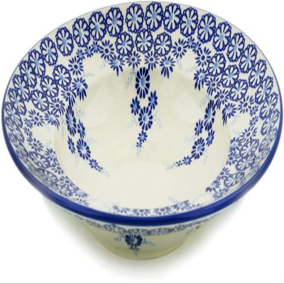 Polmedia Polish Pottery Pasta Bowl 11-inch UNIKAT - Flower Vines Pattern Handmade in Boleslawiec Poland + Certificate of Authenticity