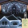 KNONEW 99FT 1216 LED Christmas Lights Outdoor Decorations 8 Modes White Curtain String Light with 228 Drops, Clear Wire LED String Light Indoor Decor for Wedding Party Holiday Christmas view 1