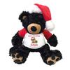 Christmas Teddy Bear with Santa Hat, Personalized with Name - 13 Inch Black Vera Bear view 1