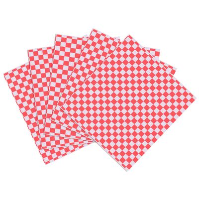 DOITOOL 100 Sheets Deli Sandwich Wraps, Red and White Checkered Dry Wax Deli Paper, Grease Resistant Food Wrapping Papers Basket Liners for Plastic Food Basket, Wrapping Bread and Sandwiches