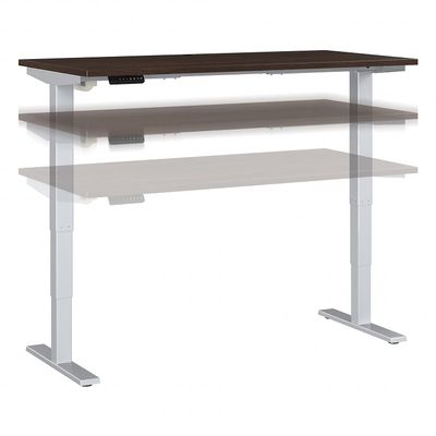 Bush Business Furniture 60-inch Electric Height Adjustable Standing Desk, Ergonomic Sit-Stand Computer Table for Home and Professional Office, Move 40 Series, Black Walnut with Metallic Gray Base