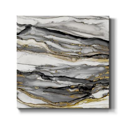 Abstract Colorful Handmade Canvas Wall Art, Marbled Gold II Wall Art, Ready to Hang, 24'' x 24''