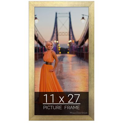wallsthatspeak 11x27 Gold Picture Frame for Puzzles Posters Photos or Artwork