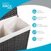 BIRDROCK HOME Divided Laundry Hamper with Lid - Brown - Double Sorter with Liner Bags - Large Collapsible Hampers - Foldable Bin - Synthetic PE Rattan - Hand Woven - Clothes Basket view 3
