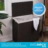 BIRDROCK HOME Divided Laundry Hamper with Lid - Brown - Double Sorter with Liner Bags - Large Collapsible Hampers - Foldable Bin - Synthetic PE Rattan - Hand Woven - Clothes Basket view 4