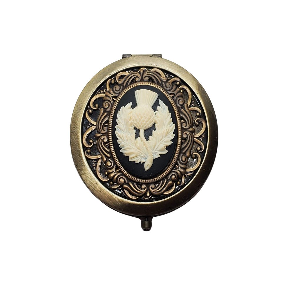 Handmade Thistle Cameo Compact Mirror