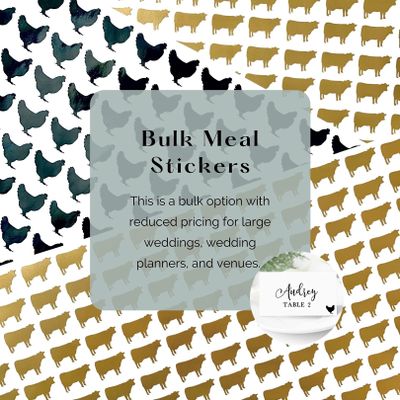 Bulk Meal Choice Stickers (Set of 100) - Wedding Meal Stickers - Place Card Meal Stickers - Wedding Meal Indicator - Food Choice Sticker (0.75 inch, Pork, Gold)