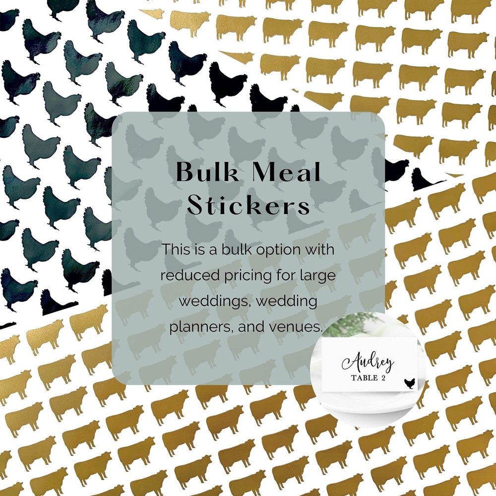 Bulk Meal Choice Stickers (Set of 100) - Wedding Meal Stickers - Place Card Meal Stickers - Wedding Meal Indicator - Food Choice Sticker (0.75 inch, Pork, Gold)