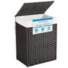 BIRDROCK HOME Single Laundry Hamper with Lid - Brown - Liner Bag - Hand Woven - Small Collapsible Hampers - Foldable Bin - Synthetic PE Rattan - Hand Woven - Clothes Basket view 1
