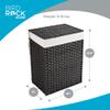 BIRDROCK HOME Single Laundry Hamper with Lid - Brown - Liner Bag - Hand Woven - Small Collapsible Hampers - Foldable Bin - Synthetic PE Rattan - Hand Woven - Clothes Basket view 2
