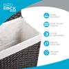 BIRDROCK HOME Single Laundry Hamper with Lid - Brown - Liner Bag - Hand Woven - Small Collapsible Hampers - Foldable Bin - Synthetic PE Rattan - Hand Woven - Clothes Basket view 3