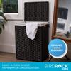 BIRDROCK HOME Single Laundry Hamper with Lid - Brown - Liner Bag - Hand Woven - Small Collapsible Hampers - Foldable Bin - Synthetic PE Rattan - Hand Woven - Clothes Basket view 4