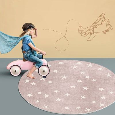 DRSFF Pink Round Area Rugs Cartoon Carpet 2.6 ft 3.3 ft 3.9 ft 4.6 ft 5.2 ft 6.5 ft Living Room Blanket Home Bedside Blanket Non-Slip Washable Floor Mats (Size : Diameter 3.3ft)