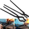 Blacksmith Tongs Set Knife Making Wolf Jaw V-Bit Starter Beginner Bladesmith Anvil Vise Forge Tool Kit (2 Tongs) view 1