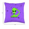 Bright Green Alien Funny Purple Space Gifts & Decor Throw Pillow view 4