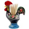 Ibergift 3.5" Hand-painted Traditional Barcelos Portuguese Rooster Aluminum Toothpick Holder (Black) view 1