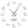 Scottish Fold Cat Mirror Effect Sticker DIY Wall Art Giant Wall Clock Cat Lovers Scot Fold Exclusive Wall Clock Kitty Home Decor Silver 47Inch(120cm) view 1
