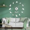 Scottish Fold Cat Mirror Effect Sticker DIY Wall Art Giant Wall Clock Cat Lovers Scot Fold Exclusive Wall Clock Kitty Home Decor Silver 47Inch(120cm) view 2