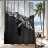 Final Friday Sea Turtle Shower Curtain Black and White Beach Theme Nautical Ocean Cute Animal Kids Bathroom Decor Sets with Hooks Waterproof Washable 72Wx72H Grey view 1