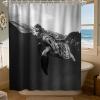 Final Friday Sea Turtle Shower Curtain Black and White Beach Theme Nautical Ocean Cute Animal Kids Bathroom Decor Sets with Hooks Waterproof Washable 72Wx72H Grey view 2