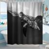 Final Friday Sea Turtle Shower Curtain Black and White Beach Theme Nautical Ocean Cute Animal Kids Bathroom Decor Sets with Hooks Waterproof Washable 72Wx72H Grey view 3