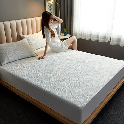 CFYCYHDZHT Comfy Sheets Thick Quilted Waterproof Printed Bed Sheets, Suitable for The Elderly Kids Pure Color Mattress Protector White 180cm200cm