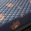 CFYCYHDZHT Bedding Fitted Sheet Thick Quilted Waterproof Printed Bed Sheets, Suitable for The Elderly Kids Pure Color Mattress Protector Blue 150cm200cm view 4
