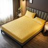 CFYCYHDZHT Bedding Fitted Sheet Deep Thick Quilted Waterproof Printed Bed Sheets, Suitable for The Elderly Kids Pure Color Mattress Protector Yellow 150cm200cm view 1