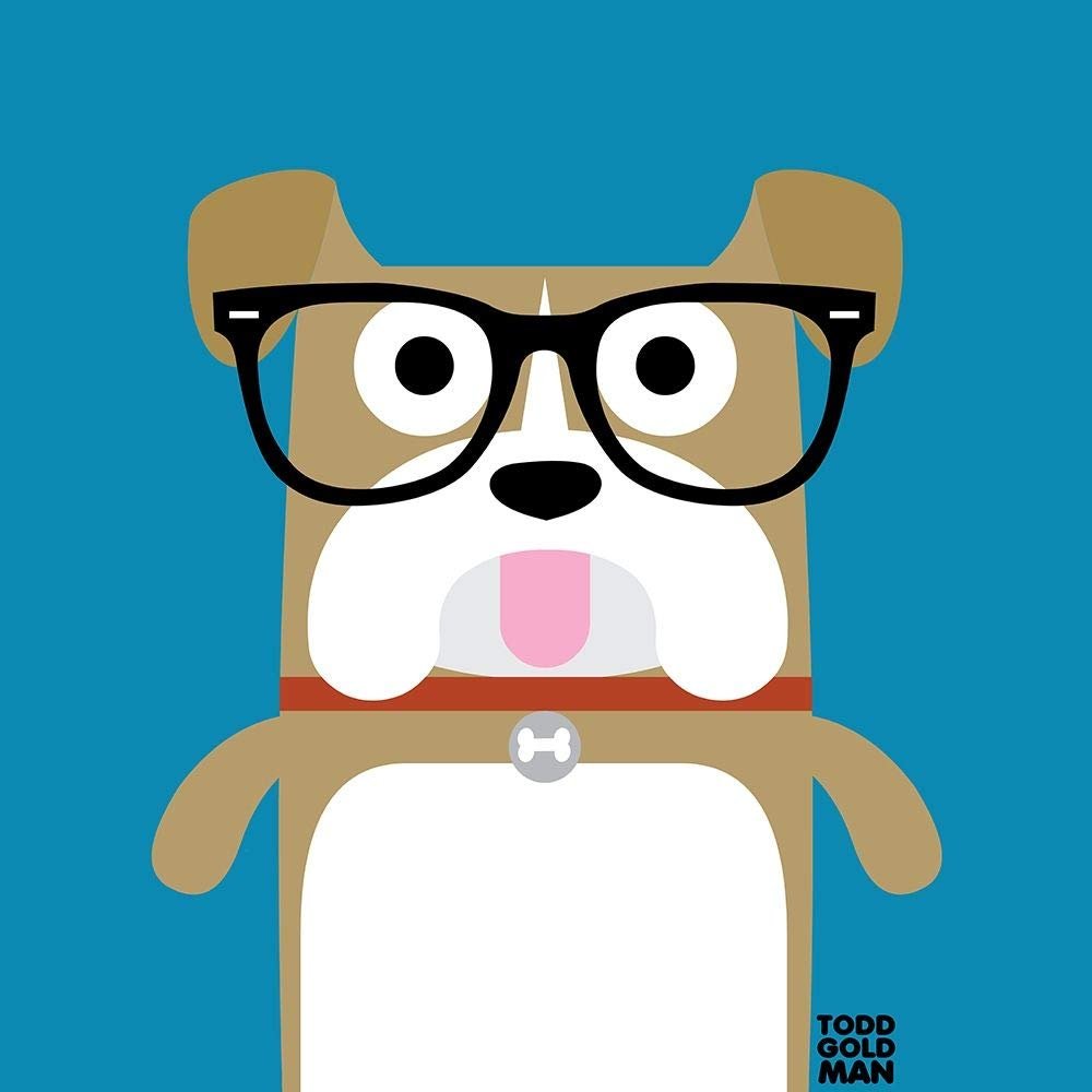 ArtExpert Bow Wow Bulldog by Todd Art - 16x16 Art Print Poster