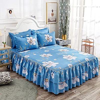 Bed Skirt,Ruffled Wrap Around Bed Skirts Elastic Bed Ruffles Full Twin Queen King Bedspread Coverlet Solid Hotel Bedroom Gathered Ruffled Bedding Decorative (Color : R, Size : 180 * 200cm(71x79inch))