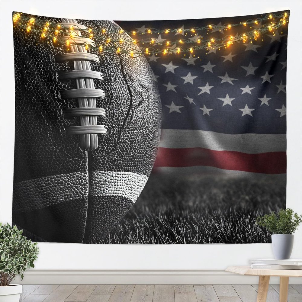 American Football Print Tapestry American Flag Tapestries Art Home Decoration Bedroom Decor Living Room Door 3D Sports Game Tapestry Wall Hanging American Culture Theme Wall Hangings Art70.9x92.5