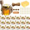 Adabocute 20 Pack Mini Honey Jars with Dipper - Mini Honey Jars for Baby Showers & Wedding Gifts - Gold Lids, Bee Pendants, Jutes and Gift Bags view 1