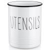 Bivvclaz Kitchen Utensil Holder, 6.7" Utensil Holder for Kitchen Counter, Cooking Utensil Crock with Cork Bottom, Modern Farmhouse Decor, Countertop Utensil Storage Caddy Organizer, White view 1